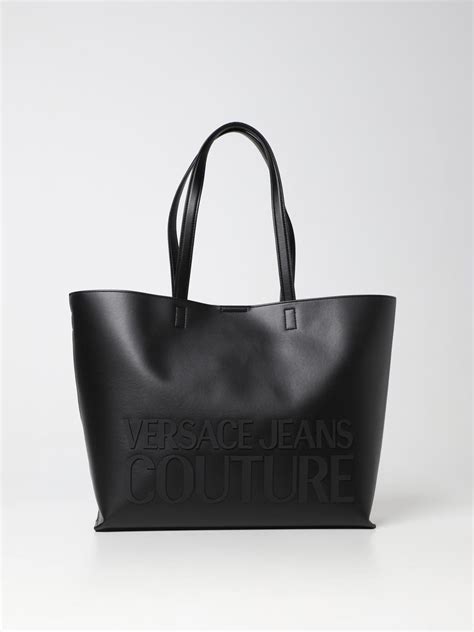 versace jeans black tote bag